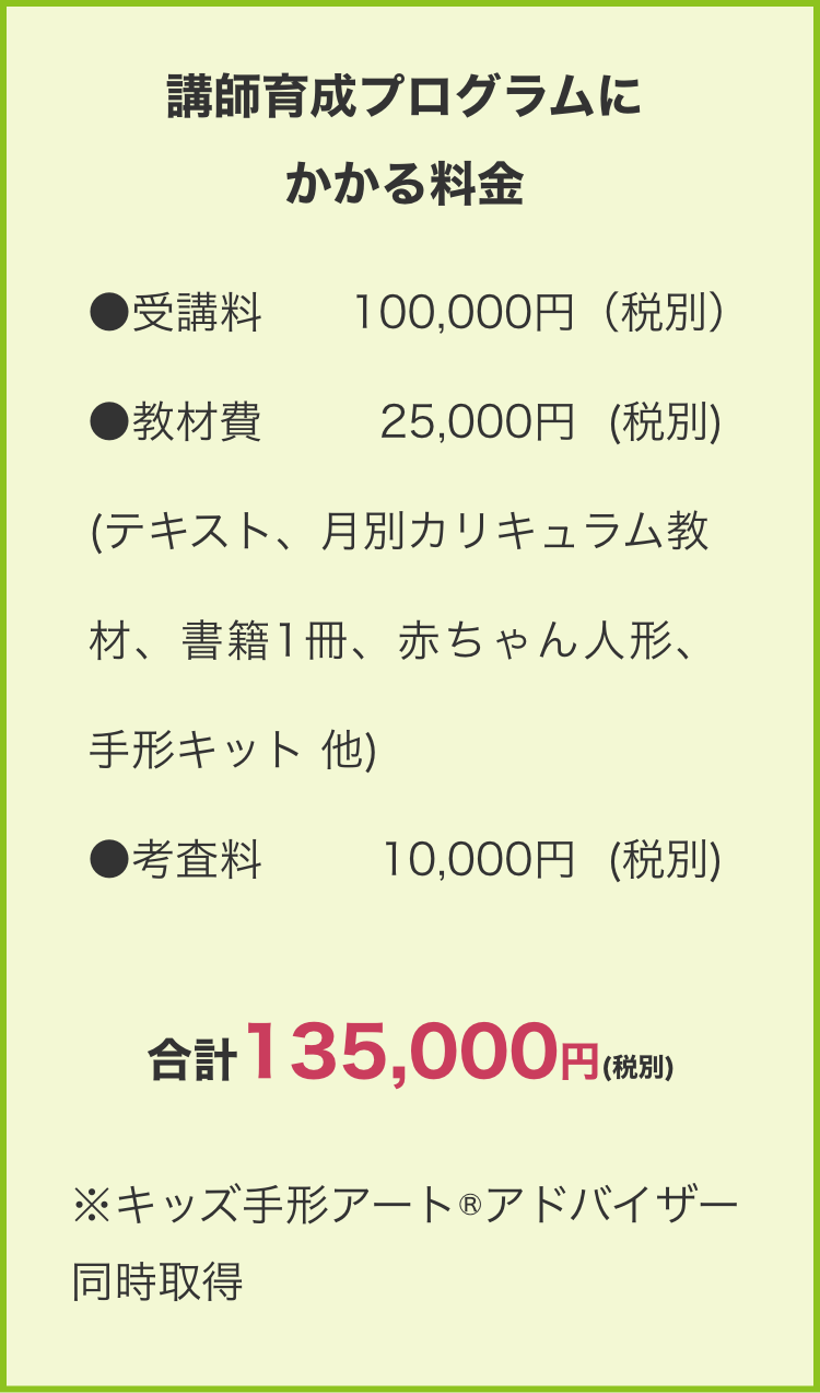 講師育成プログラムに
                かかる料金